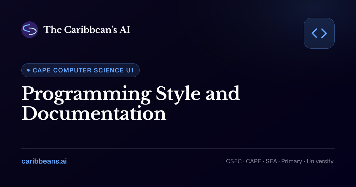 CAPE Computer Science: Programming Style and Documentation — Free ...
