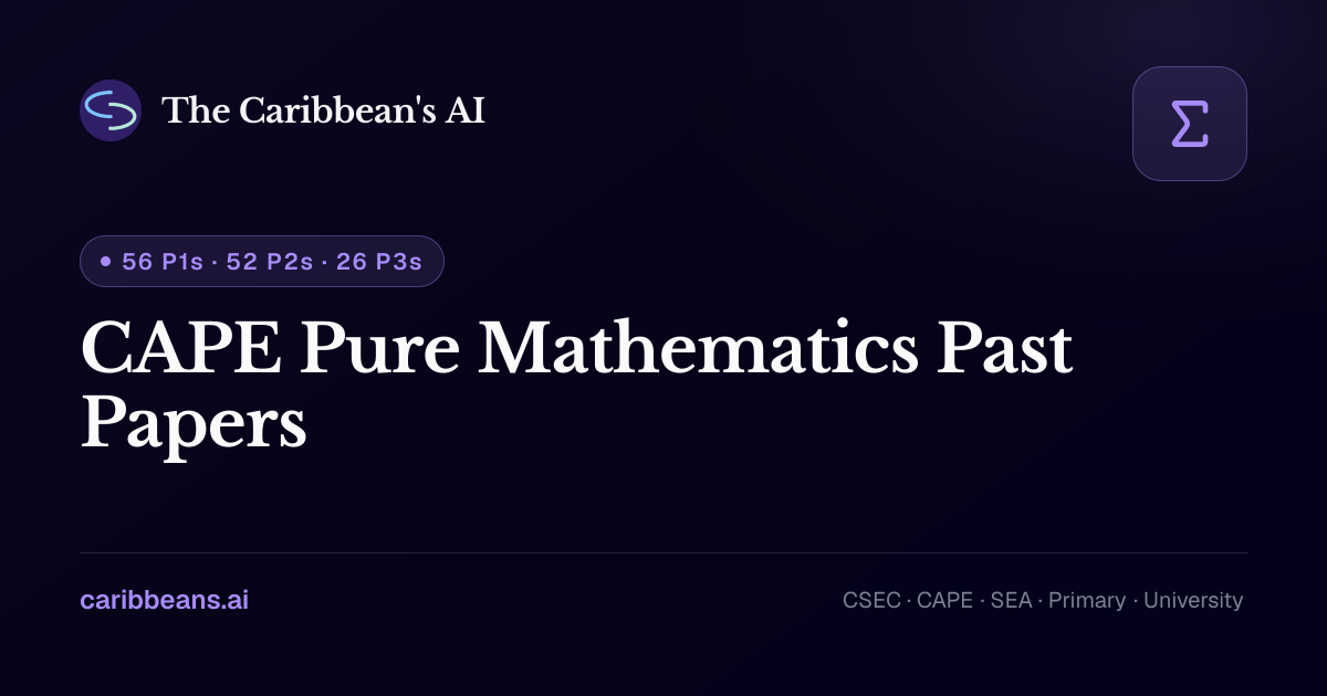 CAPE Pure Mathematics Past Papers 2026 — Unit 1 & Unit 2 | CXC Past Papers