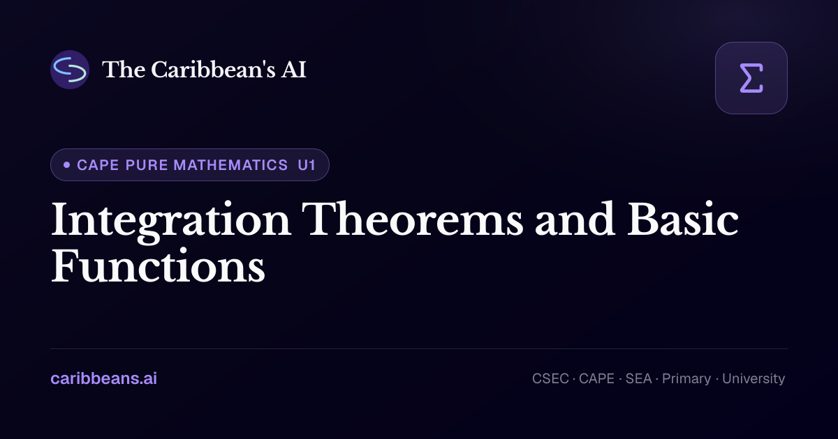 CAPE Pure Mathematics: Integration Theorems and Basic Functions — Free ...