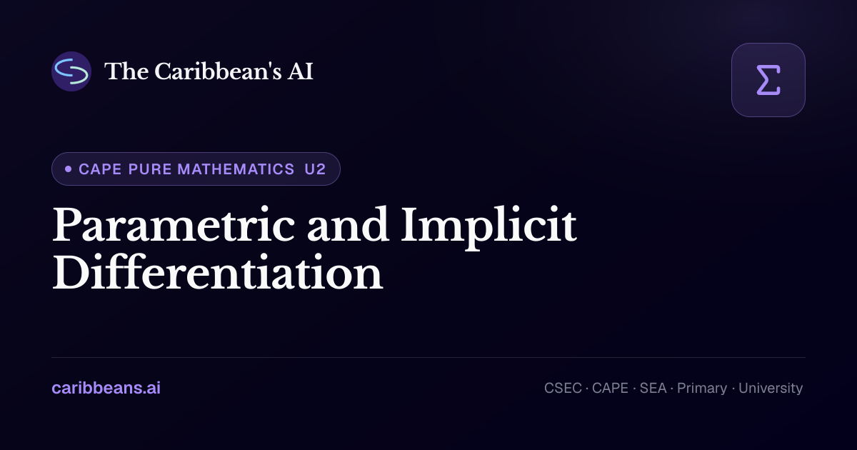 CAPE Pure Mathematics: Parametric and Implicit Differentiation — Free ...