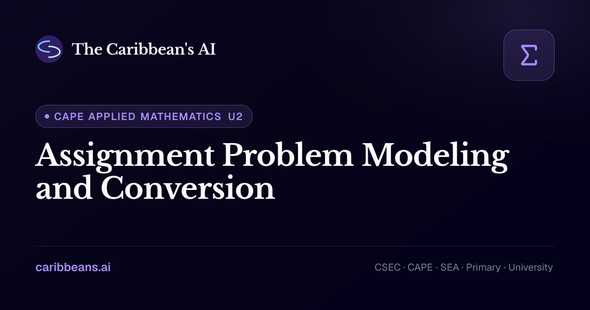 CAPE Applied Mathematics: Assignment Problem Modeling and Conversion ...