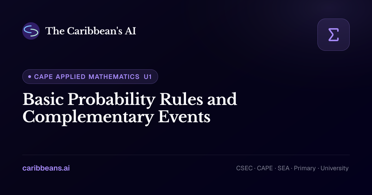 CAPE Applied Mathematics: Basic Probability Rules and Complementary ...