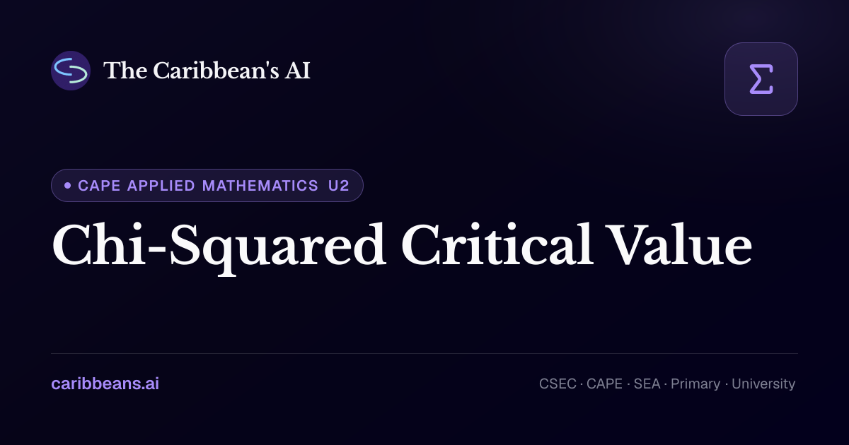 CAPE Applied Mathematics: Chi-Squared Critical Value — Free Caribbean ...