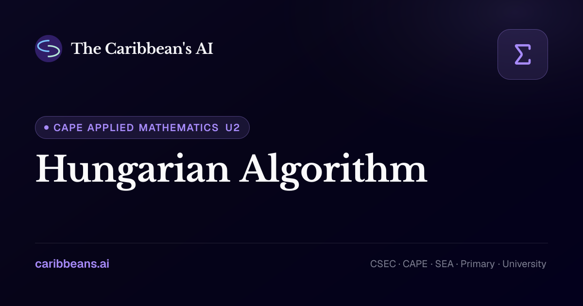CAPE Applied Mathematics: Hungarian Algorithm — Free Caribbean AI Textbook