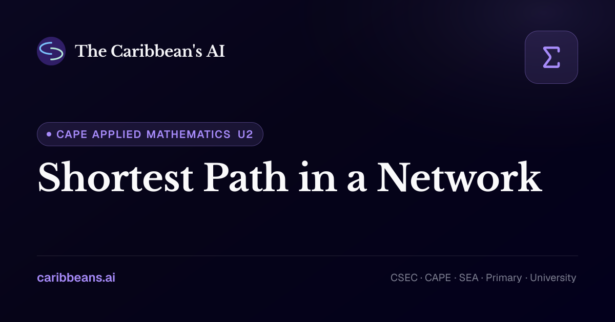 CAPE Applied Mathematics: Shortest Path in a Network — Free Caribbean ...
