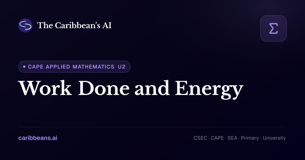 CAPE Applied Mathematics: Work Done and Energy — Free Caribbean AI Textbook